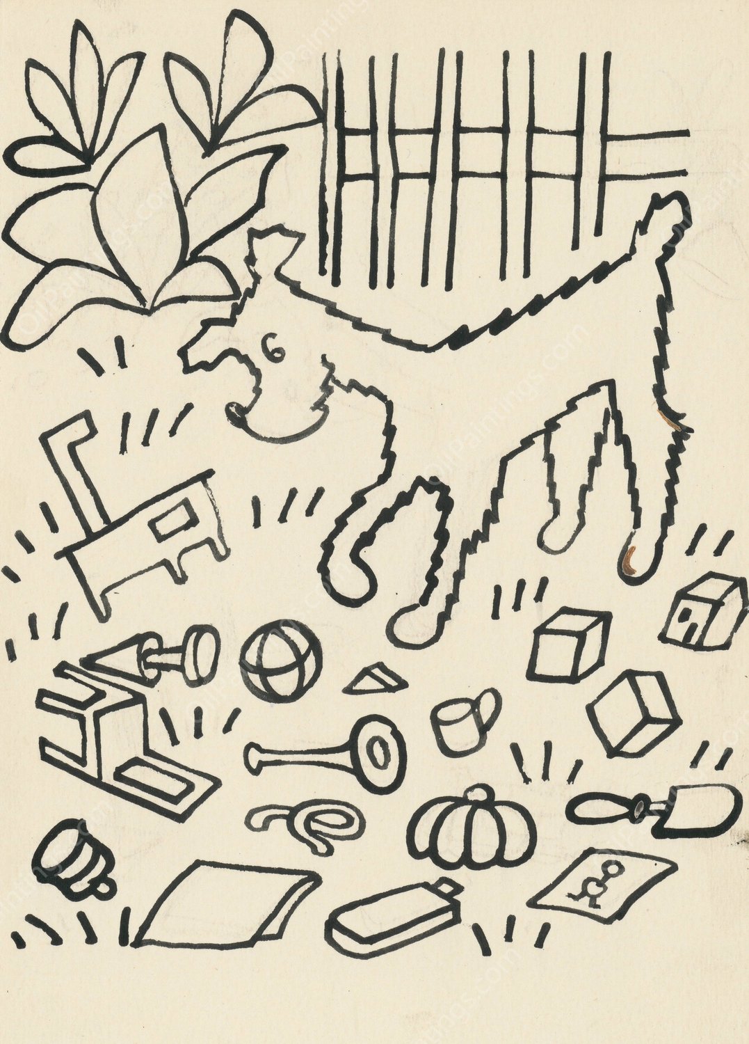 I Had a Dog and a Cat 13  by Josef Capek - Hand-Painted Oil Painting Reproduction