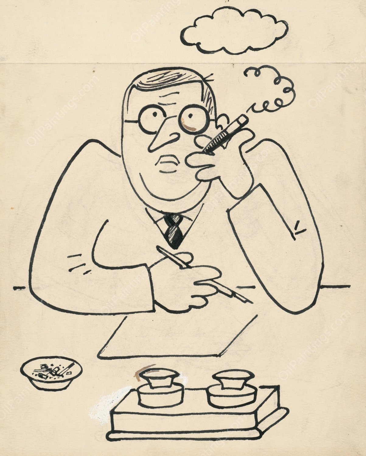 I Had a Dog and a Cat 16  by Josef Capek - Hand-Painted Oil Painting Reproduction