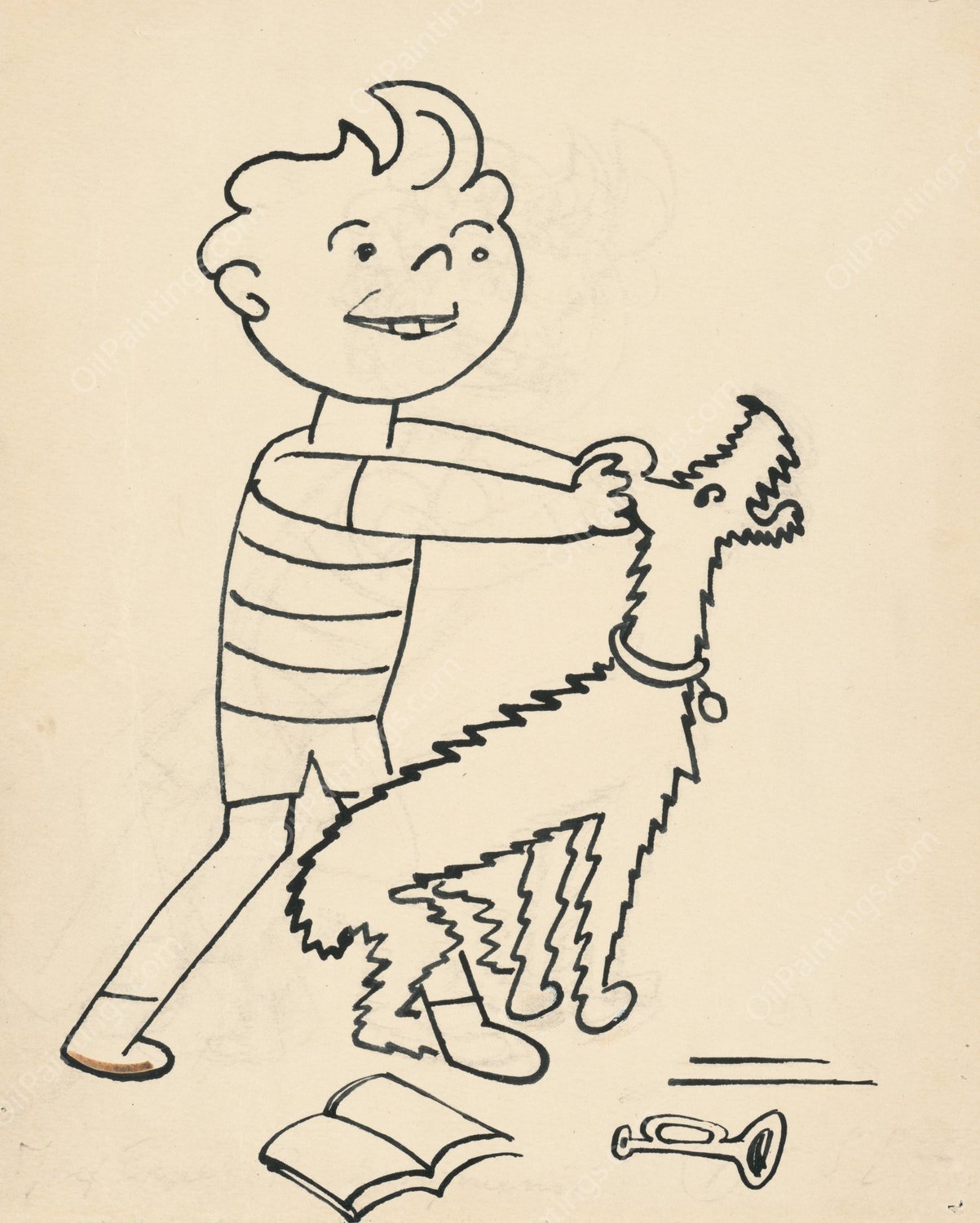 I Had a Dog and a Cat 17  by Josef Capek - Hand-Painted Oil Painting Reproduction