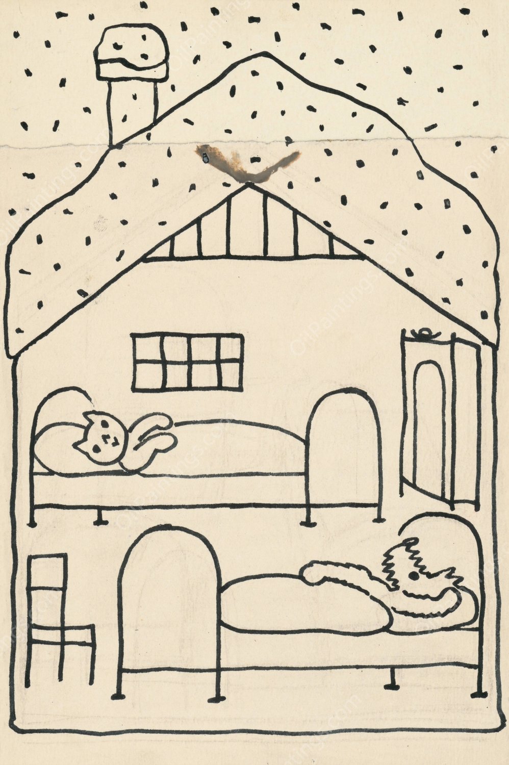 I Had a Dog and a Cat 18  by Josef Capek - Hand-Painted Oil Painting Reproduction