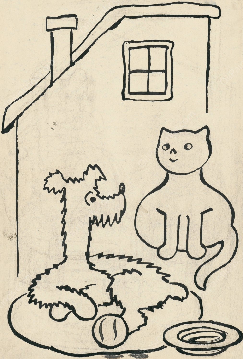 I Had a Dog and a Cat 22  by Josef Capek - Hand-Painted Oil Painting Reproduction