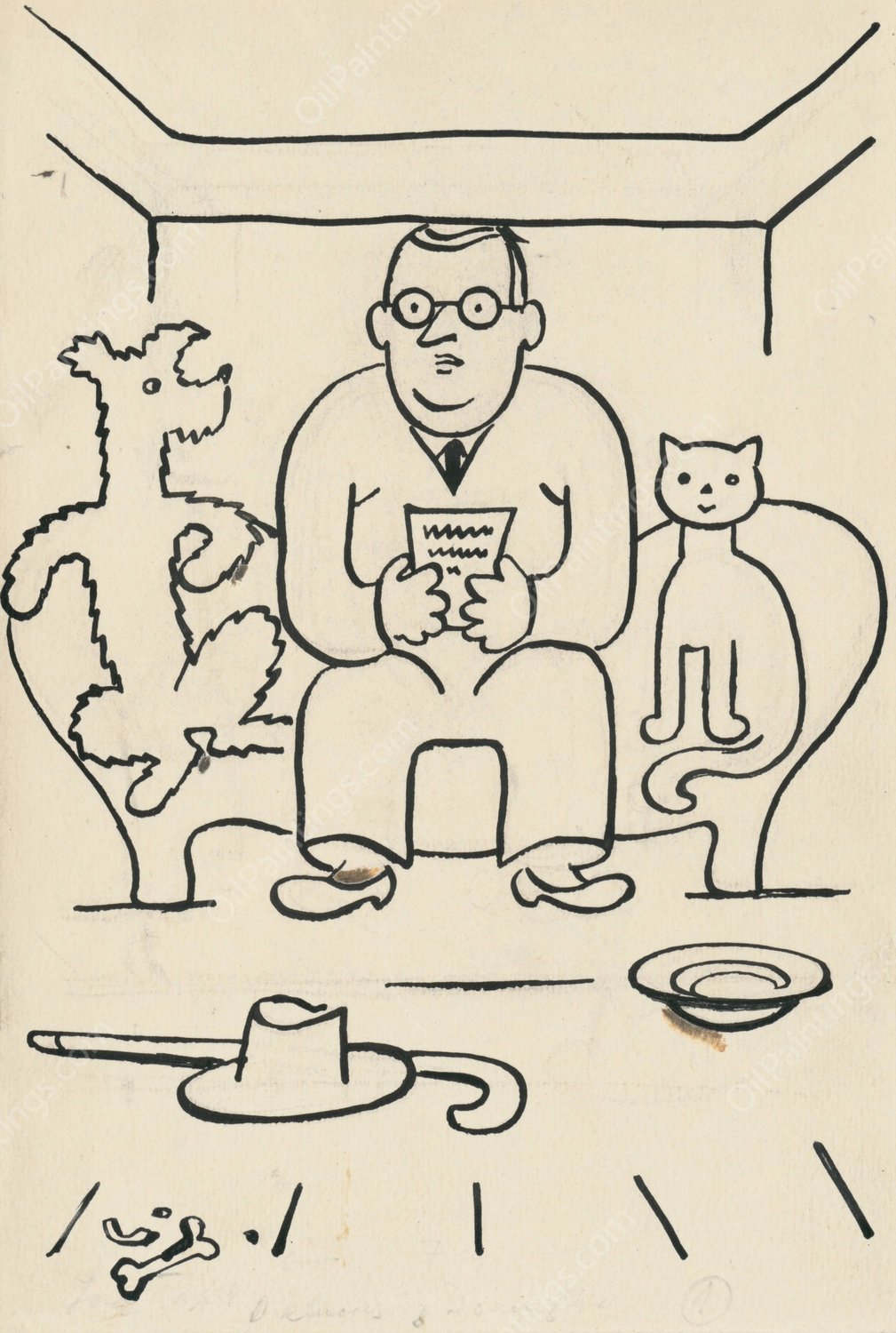 I Had a Dog and a Cat 25  by Josef Capek - Hand-Painted Oil Painting Reproduction