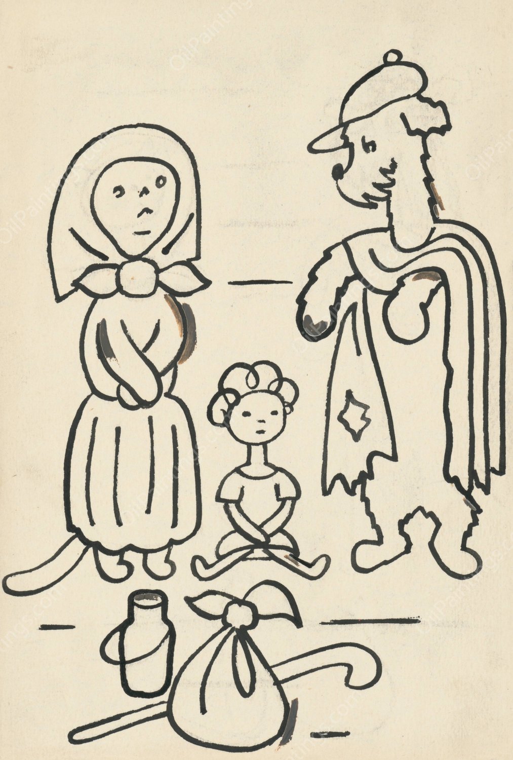 I Had a Dog and a Cat 29  by Josef Capek - Hand-Painted Oil Painting Reproduction