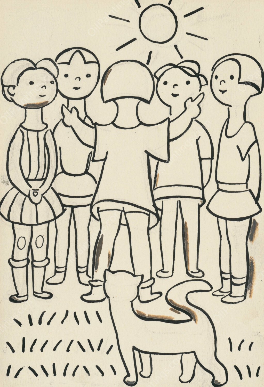 I Had a Dog and a Cat 32  by Josef Capek - Hand-Painted Oil Painting Reproduction