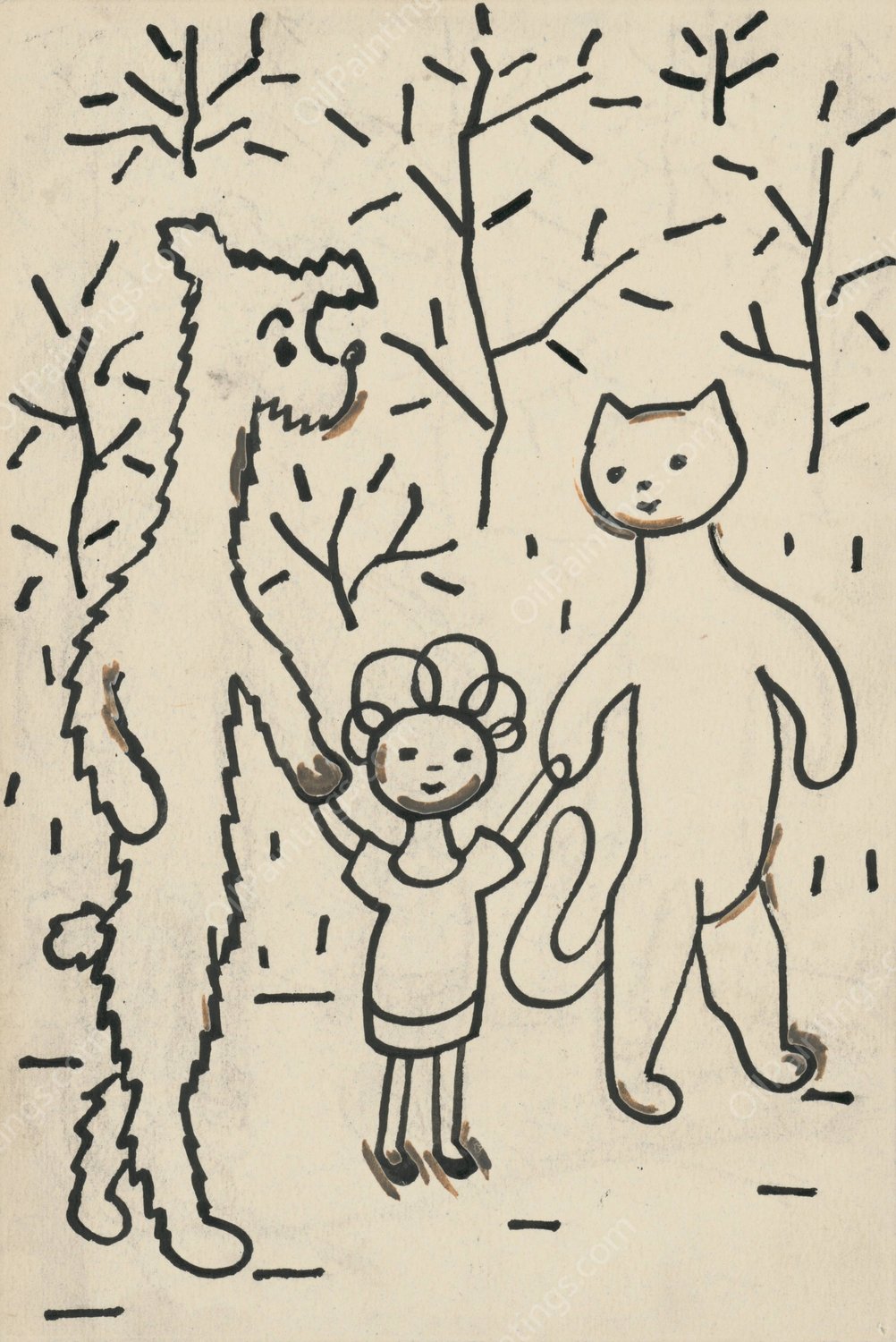 I Had a Dog and a Cat 36  by Josef Capek - Hand-Painted Oil Painting Reproduction