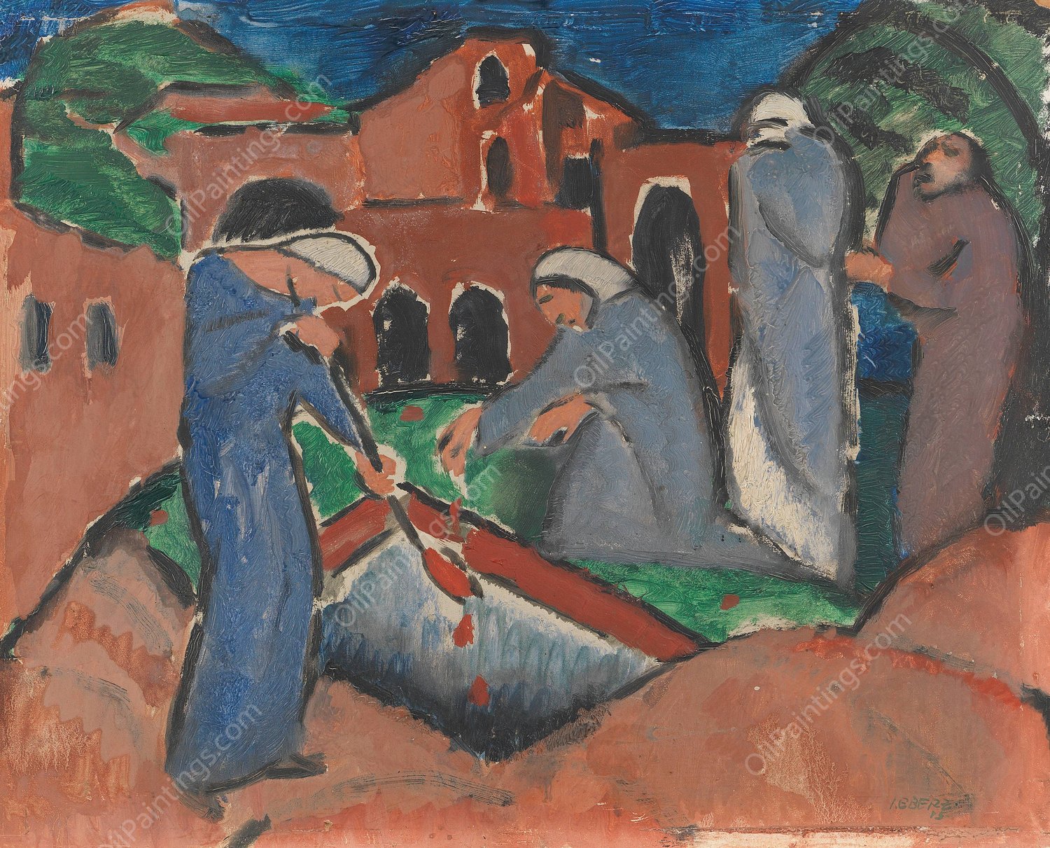 Begrabnis  by Josef Eberz - Hand-Painted Oil Painting Reproduction