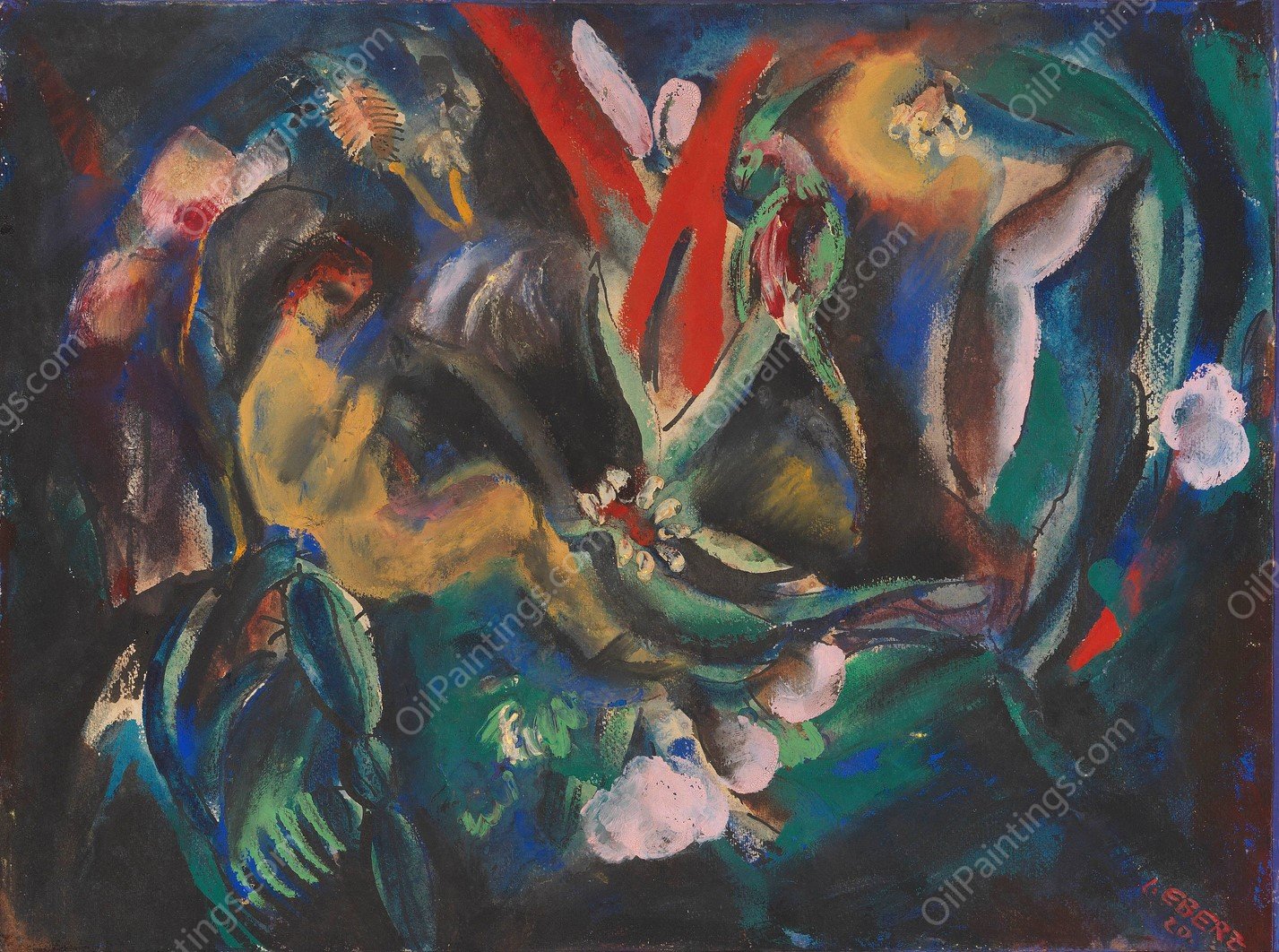 Bluhen  by Josef Eberz - Hand-Painted Oil Painting Reproduction