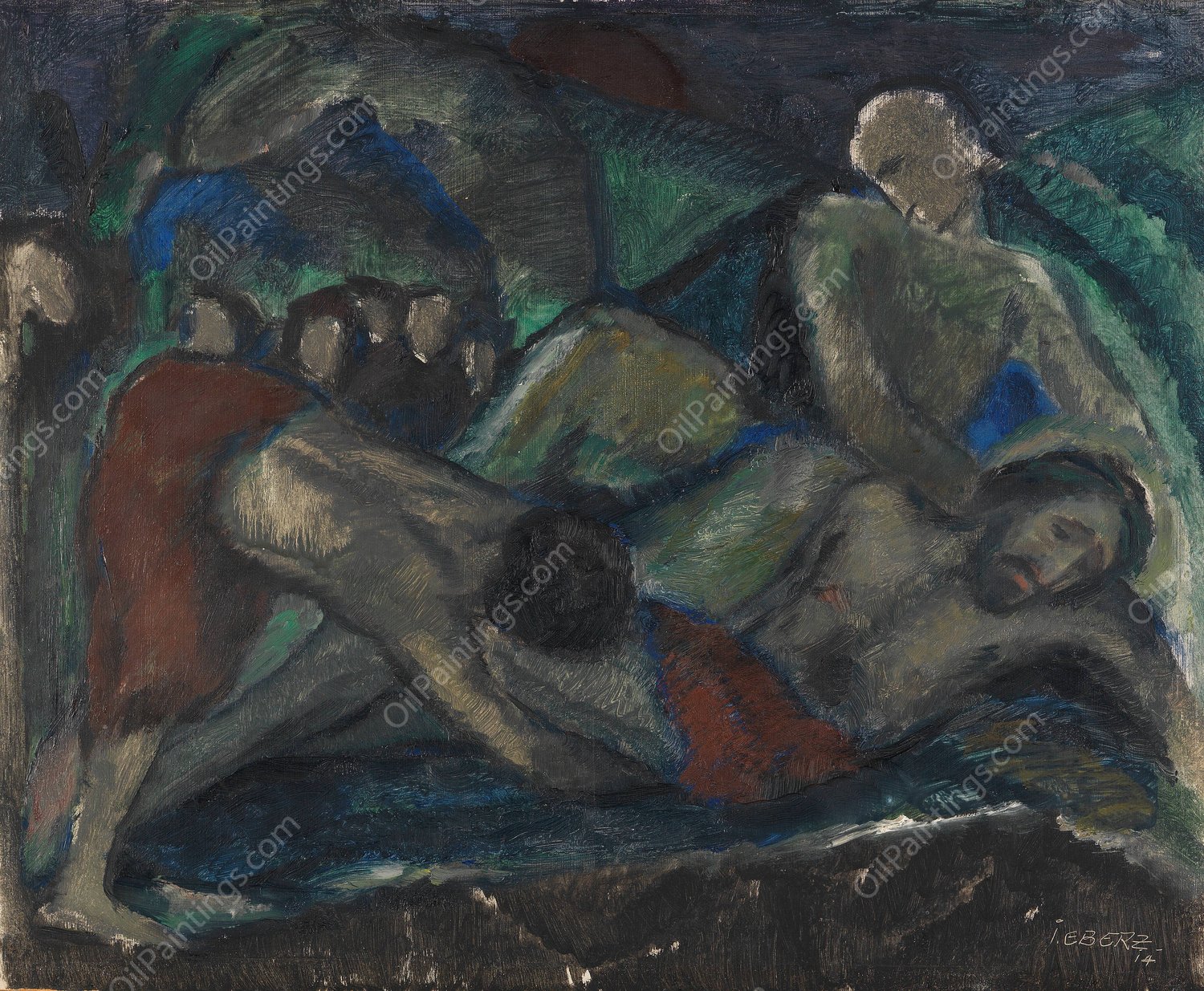 Grablegung  by Josef Eberz - Hand-Painted Oil Painting Reproduction