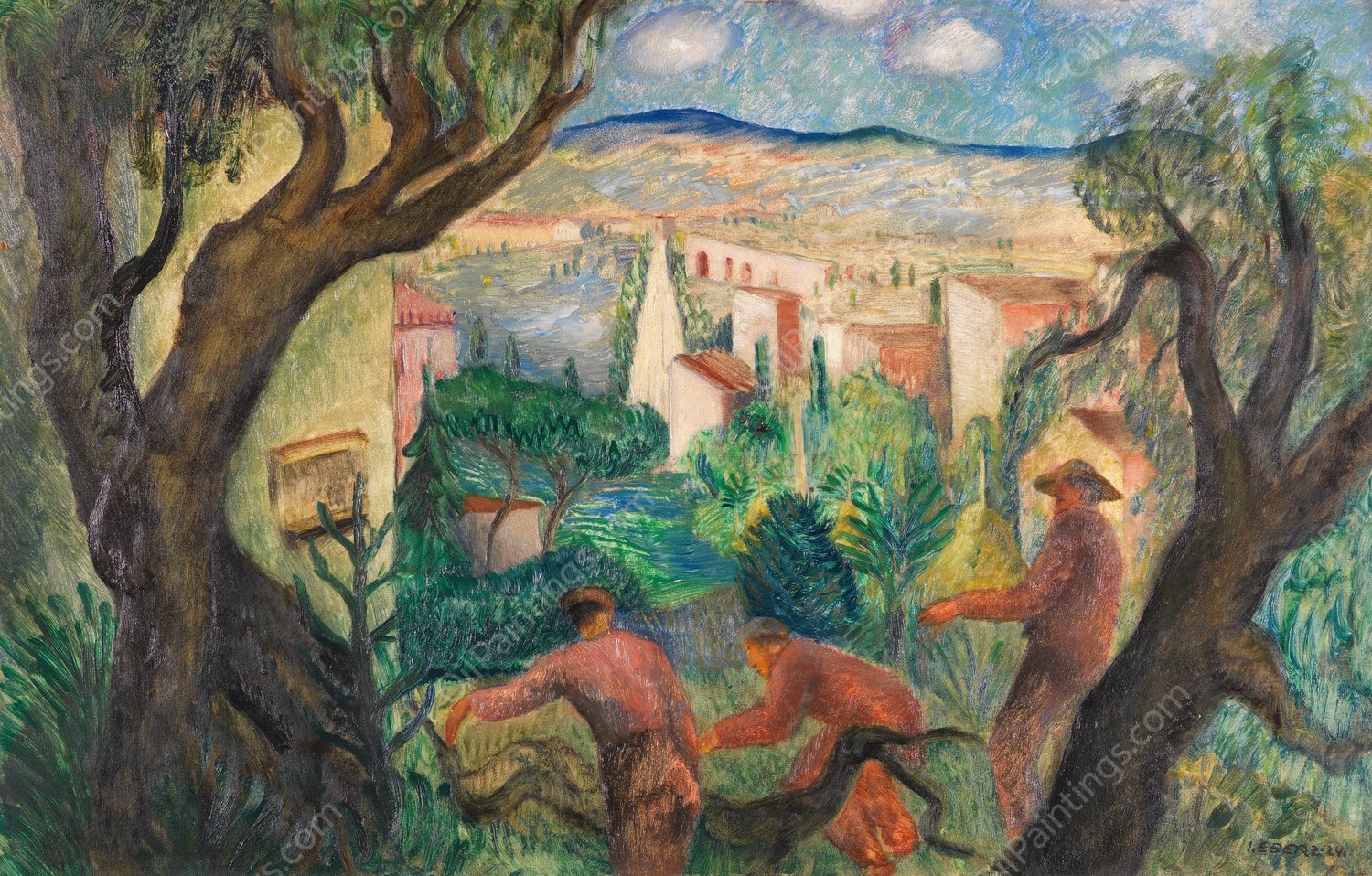 Sommertag in der Campagna  by Josef Eberz - Hand-Painted Oil Painting Reproduction