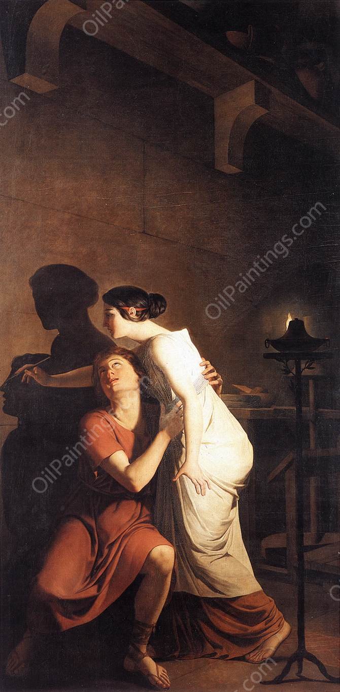 Invention of the Art of Drawing by Joseph-Benoit Suvee - Hand-Painted Oil Painting Reproduction