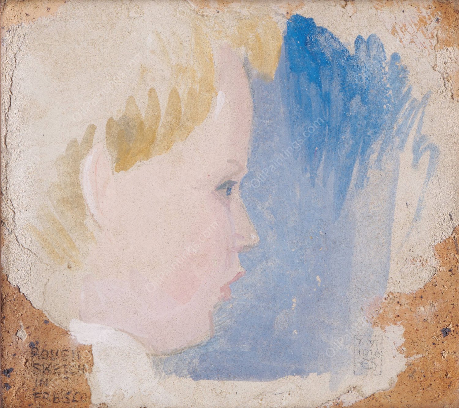 Head Of A Boy  by Joseph Edward Southall - Hand-Painted Oil Painting Reproduction