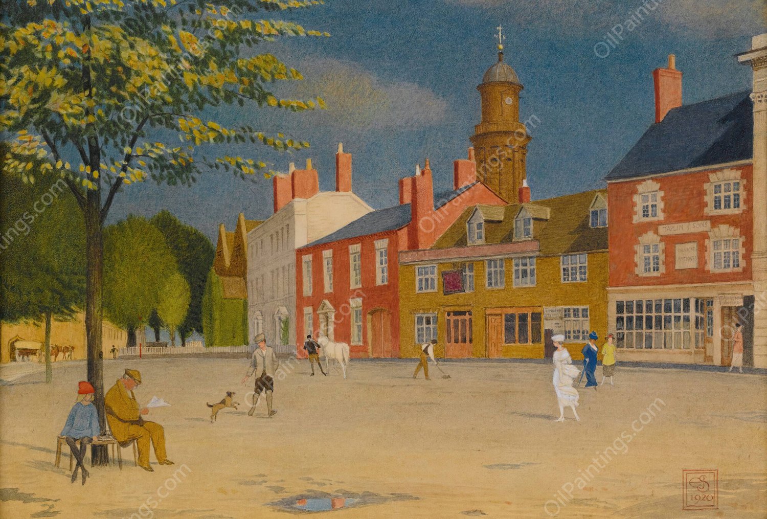 The Green At Banbury  by Joseph Edward Southall - Hand-Painted Oil Painting Reproduction