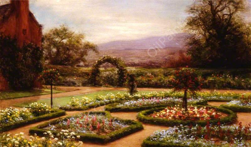The Garden at Finzean, Aberdeenshire by Joseph Farquharson - Hand-Painted Oil Painting Reproduction