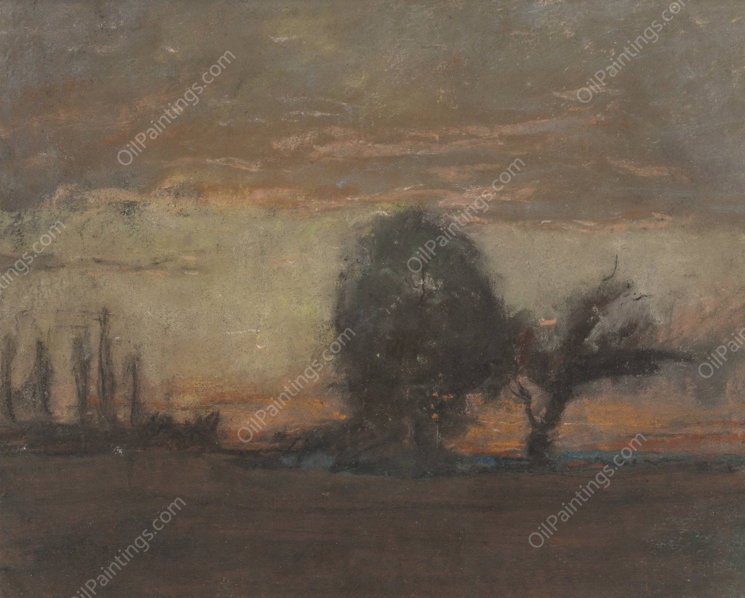 Evening Landscape by Joseph Frank Currier - Hand-Painted Oil Painting Reproduction