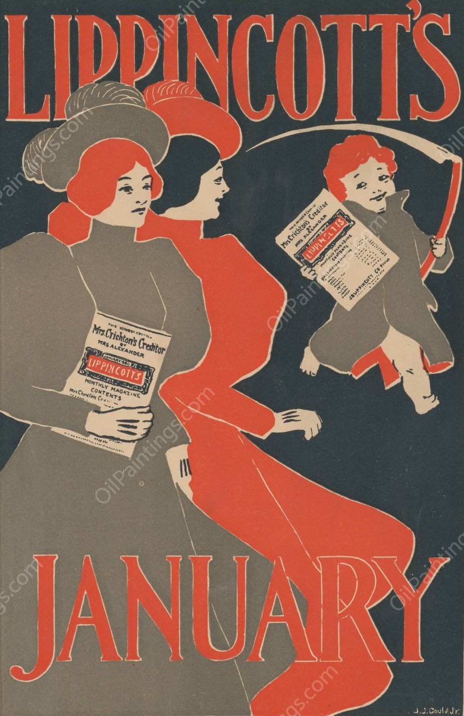 Lippincott's January  by Joseph Gould - Hand-Painted Oil Painting Reproduction