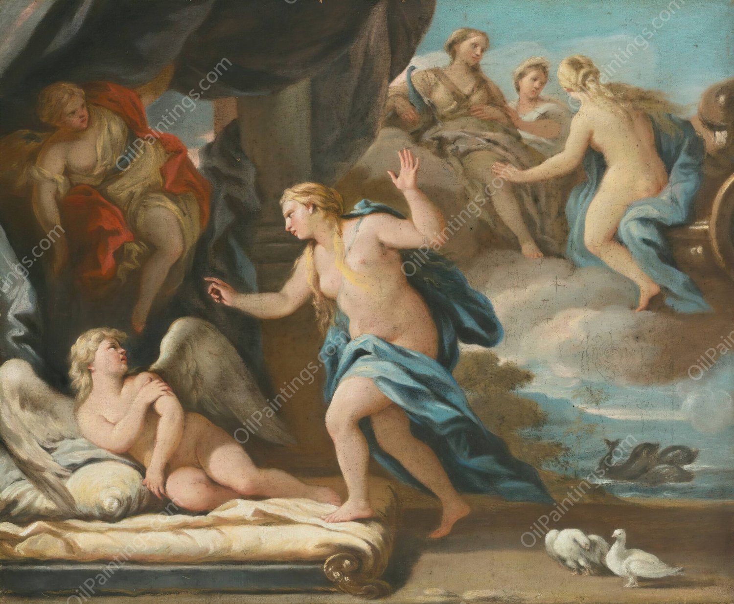 Venus chides Cupid by Joseph Goupy - Hand-Painted Oil Painting Reproduction