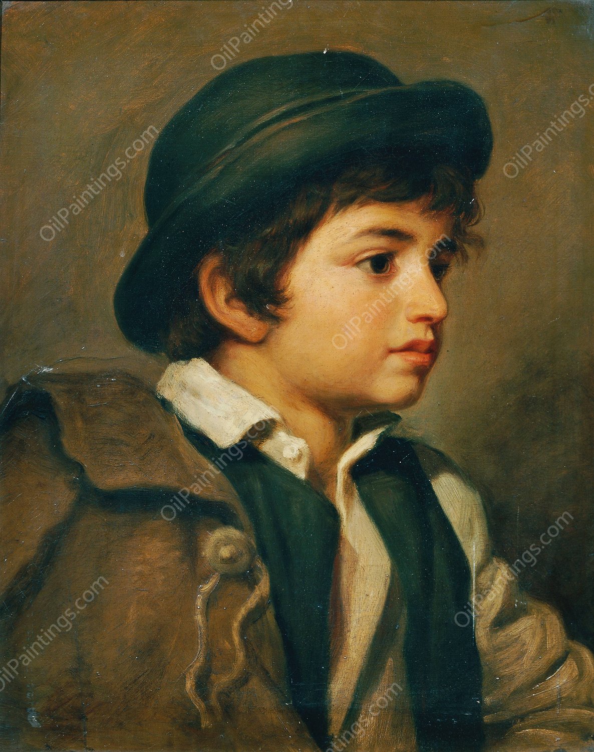 Brustbild eines Savoyardeknaben by Joseph Hasslwander - Hand-Painted Oil Painting Reproduction