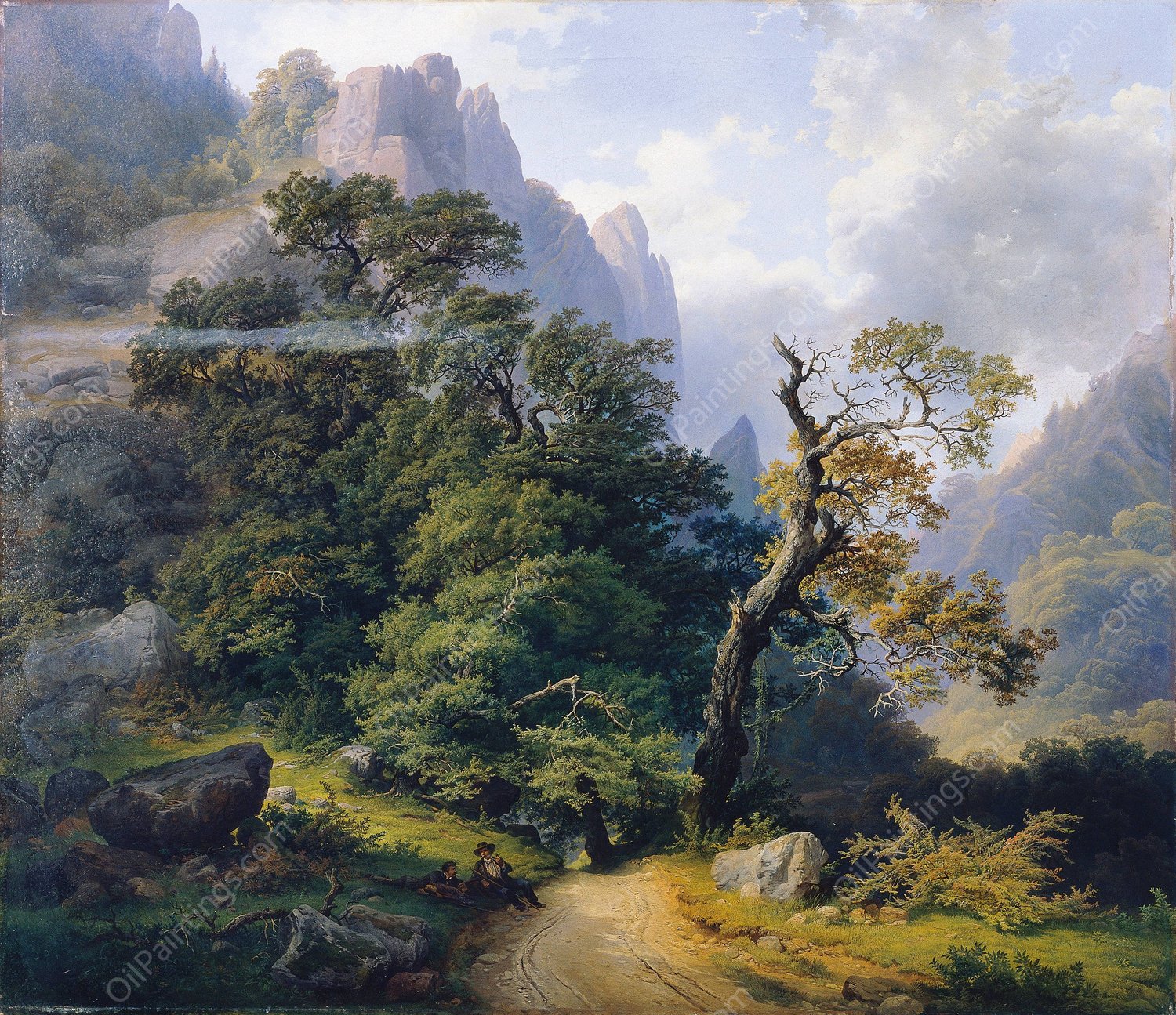 Berglandschaft  by Joseph Holzer - Hand-Painted Oil Painting Reproduction
