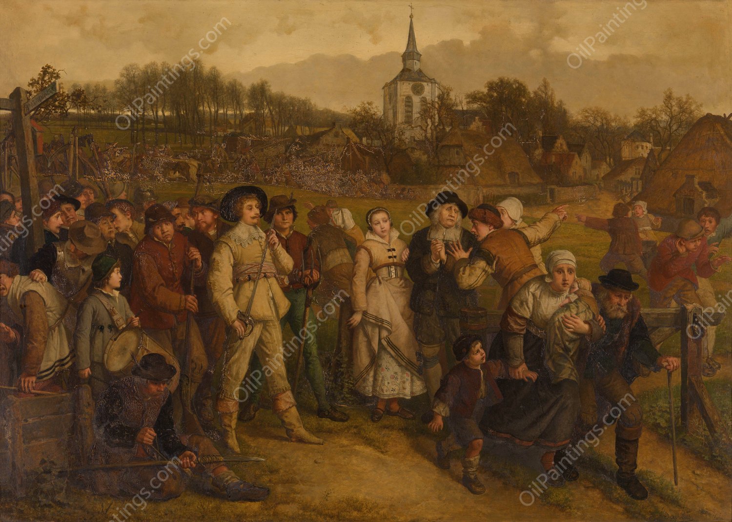 The Enemy Approaches  by Joseph Lies - Hand-Painted Oil Painting Reproduction