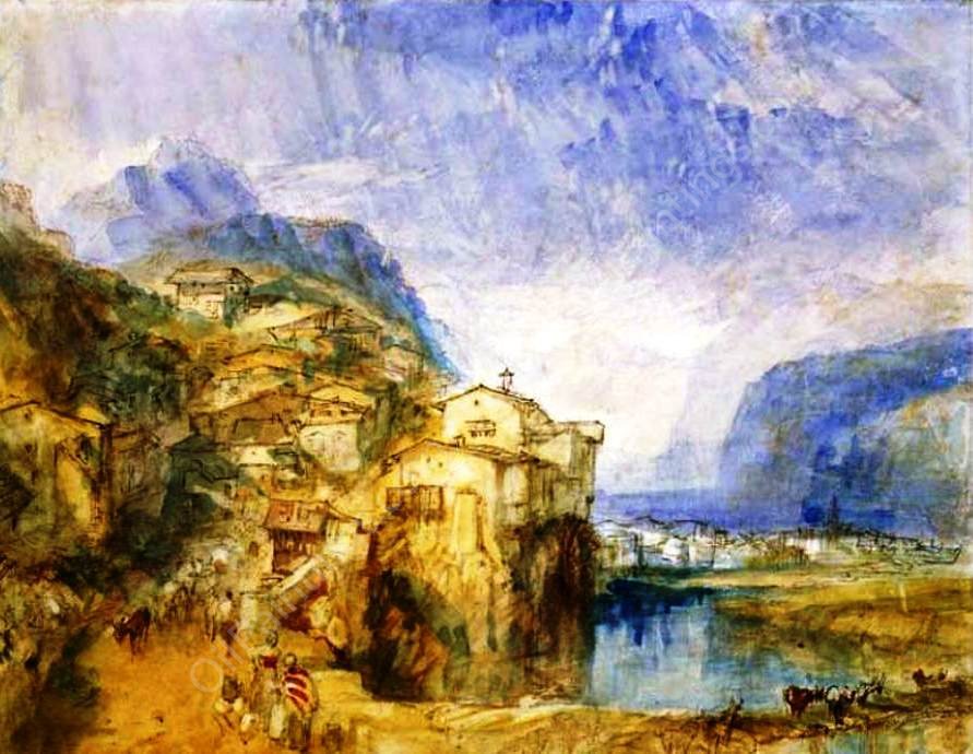 Brunnen, Lake Lucerne in the Distance by Joseph Mallord William Turner - Hand-Painted Oil Painting Reproduction