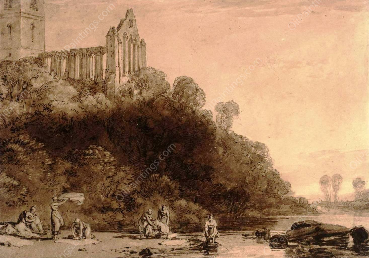 Dumblain Abbey, Scotland by Joseph Mallord William Turner - Hand-Painted Oil Painting Reproduction