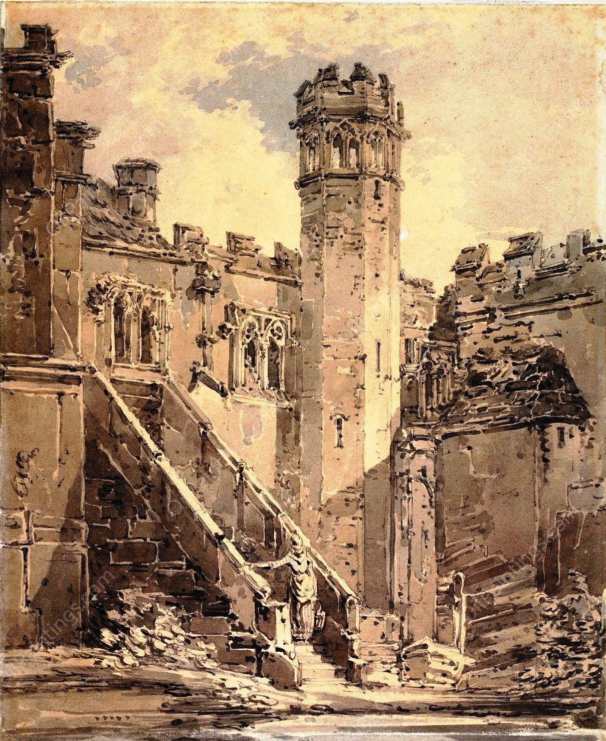 Haddon Hall near Bakewell, Derbyshire by Joseph Mallord William Turner - Hand-Painted Oil Painting Reproduction