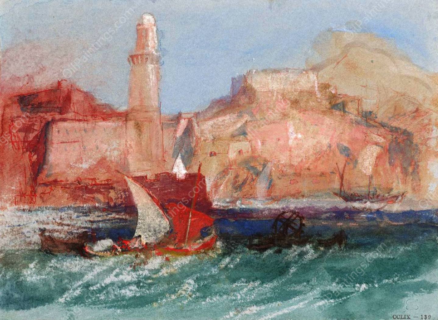 Marseilles, The Lighthouse from the Sea by Joseph Mallord William Turner - Hand-Painted Oil Painting Reproduction