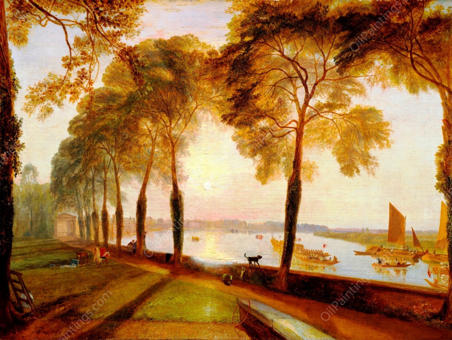 Mortlake Terrace, the Seat of William Moffat, Summer's Evening by Joseph Mallord William Turner - Hand-Painted Oil Painting Reproduction