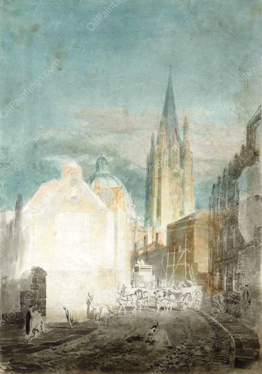 Oxford, St Mary's and the Radcliffe Camera from Oriel Lane by Joseph Mallord William Turner - Hand-Painted Oil Painting Reproduction