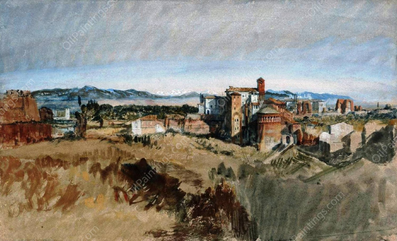 Rome, View of Santi Giovanni e Paolo from the Palatine Hill by Joseph Mallord William Turner - Hand-Painted Oil Painting Reproduction