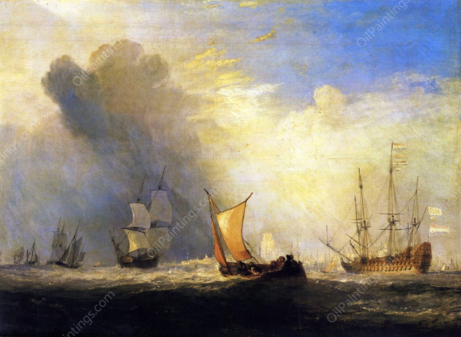 Rotterdam Ferry Boat by Joseph Mallord William Turner - Hand-Painted Oil Painting Reproduction
