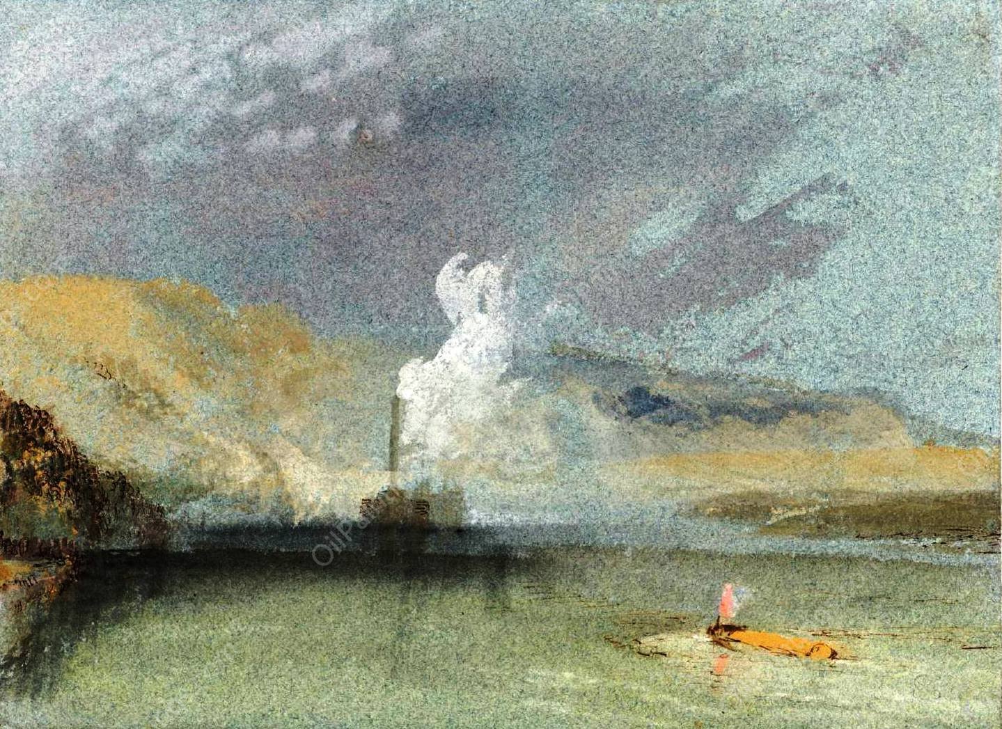 Shoal on the Seine, with an Approaching Steamer by Joseph Mallord William Turner - Hand-Painted Oil Painting Reproduction