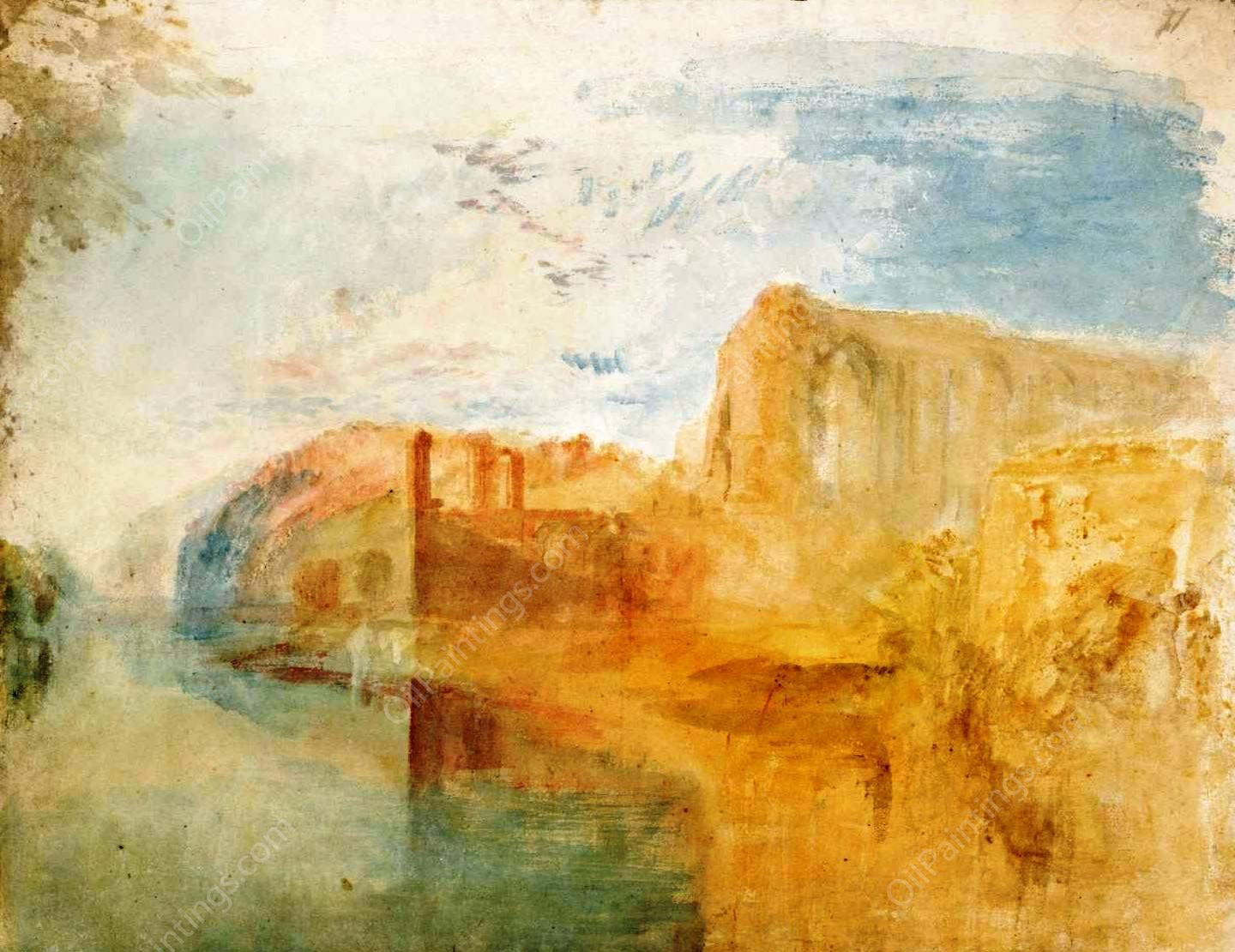 St Agatha's Abbey, Easby, Yorkshire, Colour Study by Joseph Mallord William Turner - Hand-Painted Oil Painting Reproduction