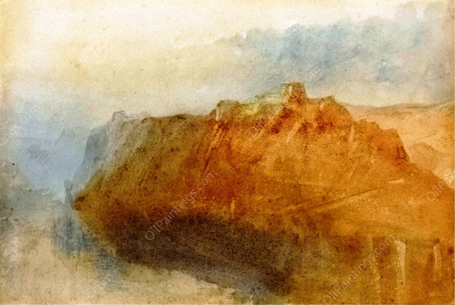 The Fortress of Ehrenbreitstein from across the Rhine by Joseph Mallord William Turner - Hand-Painted Oil Painting Reproduction