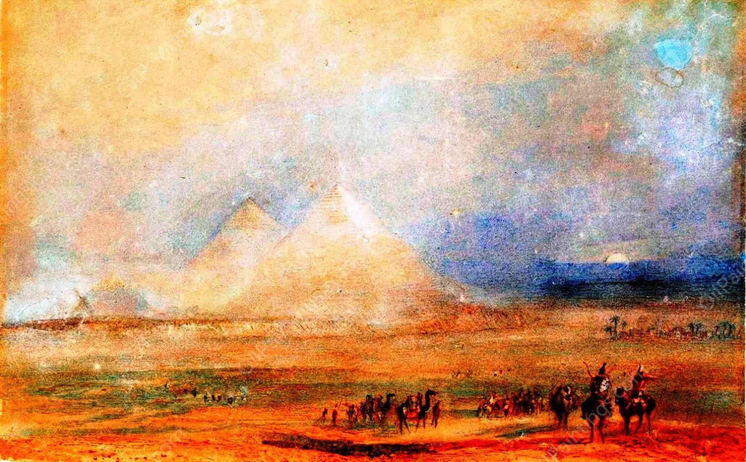 The Pyramids at Gizeh, after Sir Charles Barry by Joseph Mallord William Turner - Hand-Painted Oil Painting Reproduction