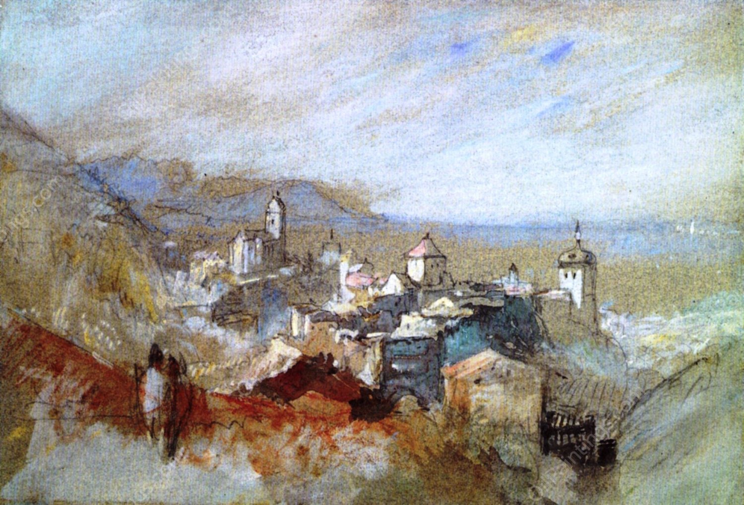 View of Bregenz by Joseph Mallord William Turner - Hand-Painted Oil Painting Reproduction