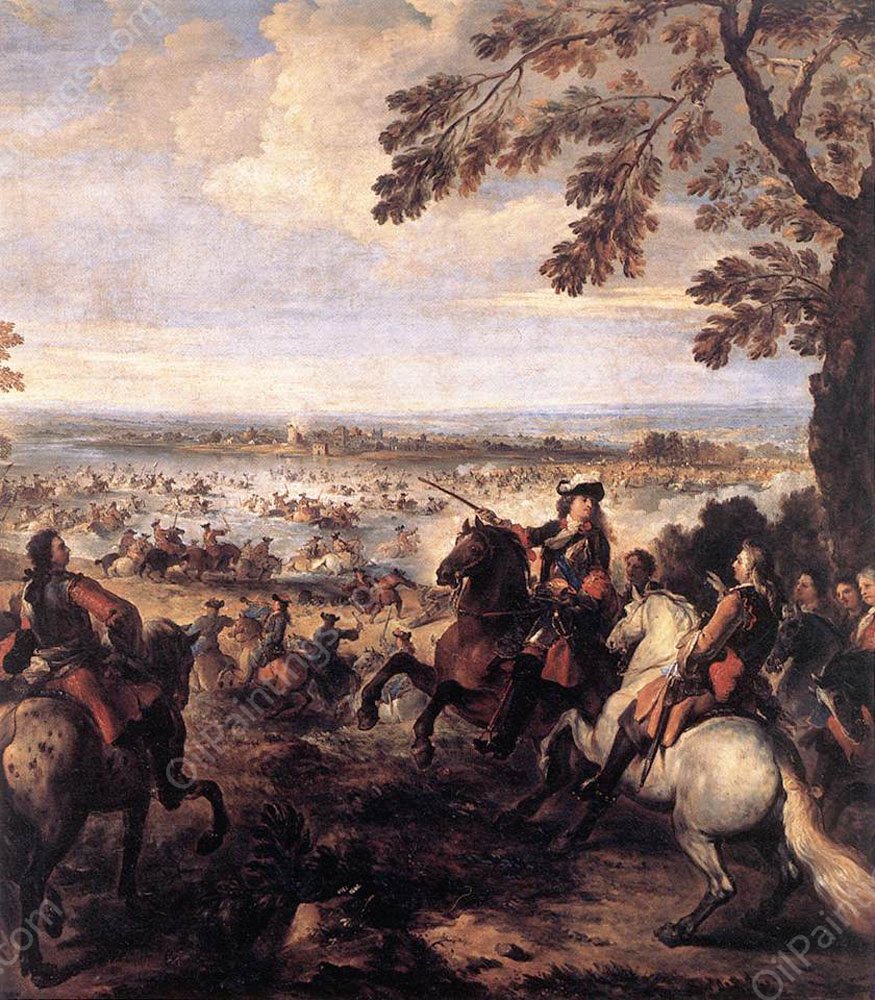 The Crossing of the Rhine by the Army of Louis XIV, 1672 by Joseph Parrocel - Hand-Painted Oil Painting Reproduction