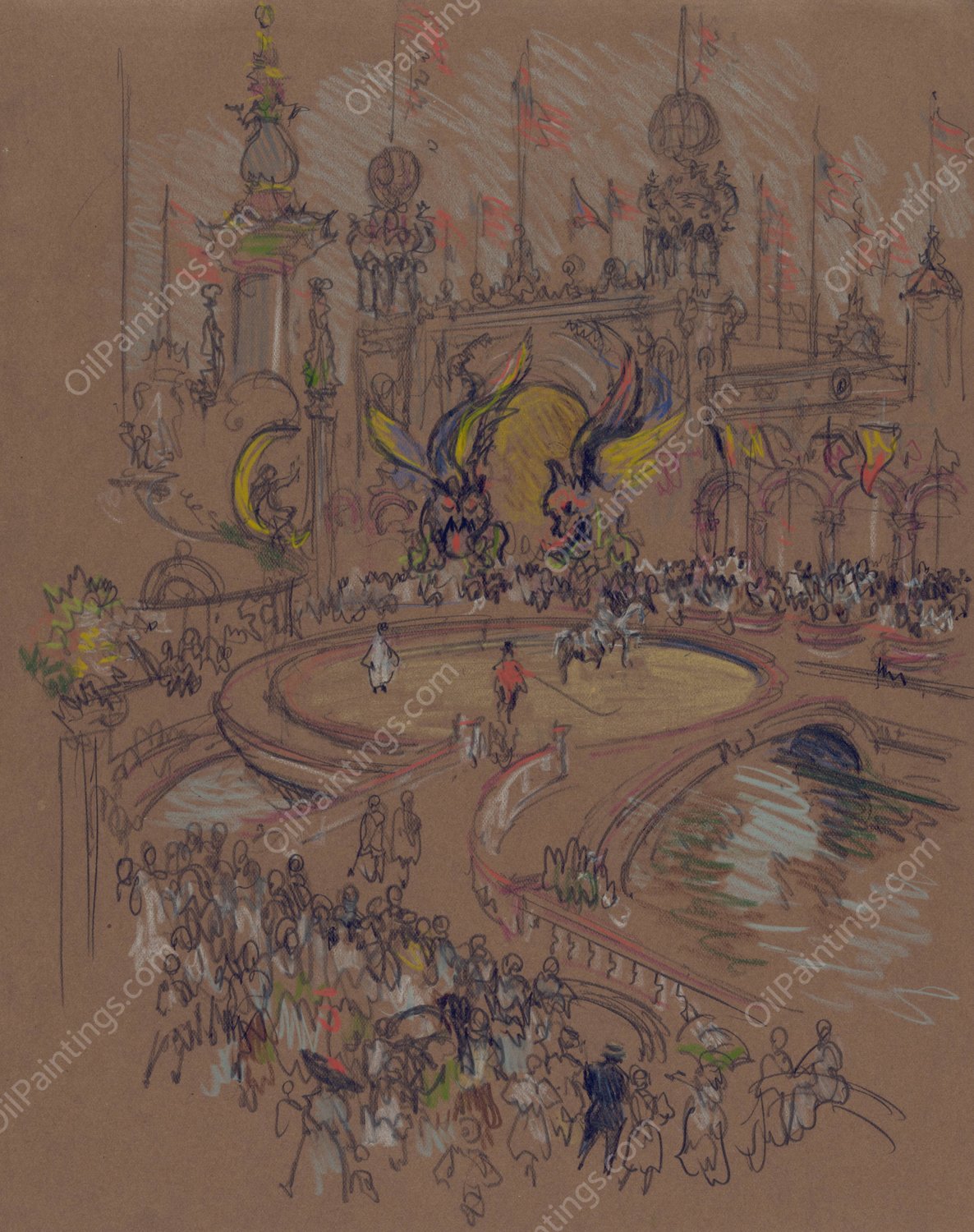 Coney Island  by Joseph Pennell - Hand-Painted Oil Painting Reproduction