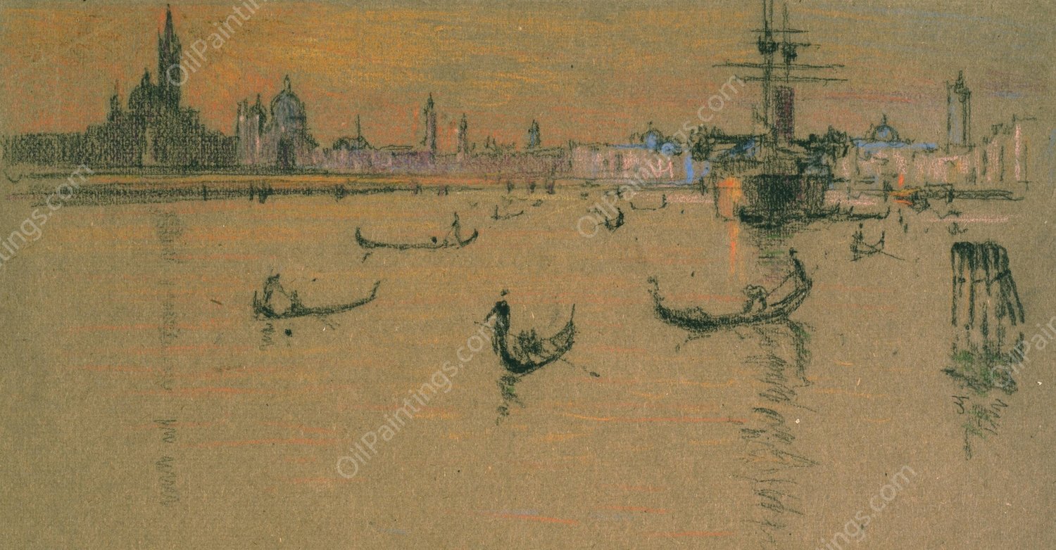 Lagoon, Venice  by Joseph Pennell - Hand-Painted Oil Painting Reproduction