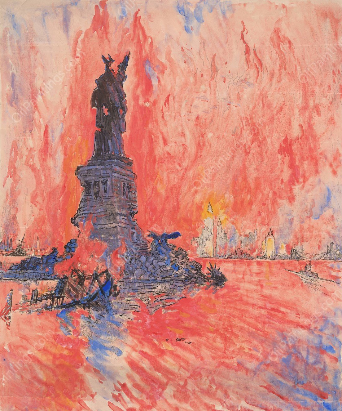 Lest liberty perish from the face of the earth  by Joseph Pennell - Hand-Painted Oil Painting Reproduction