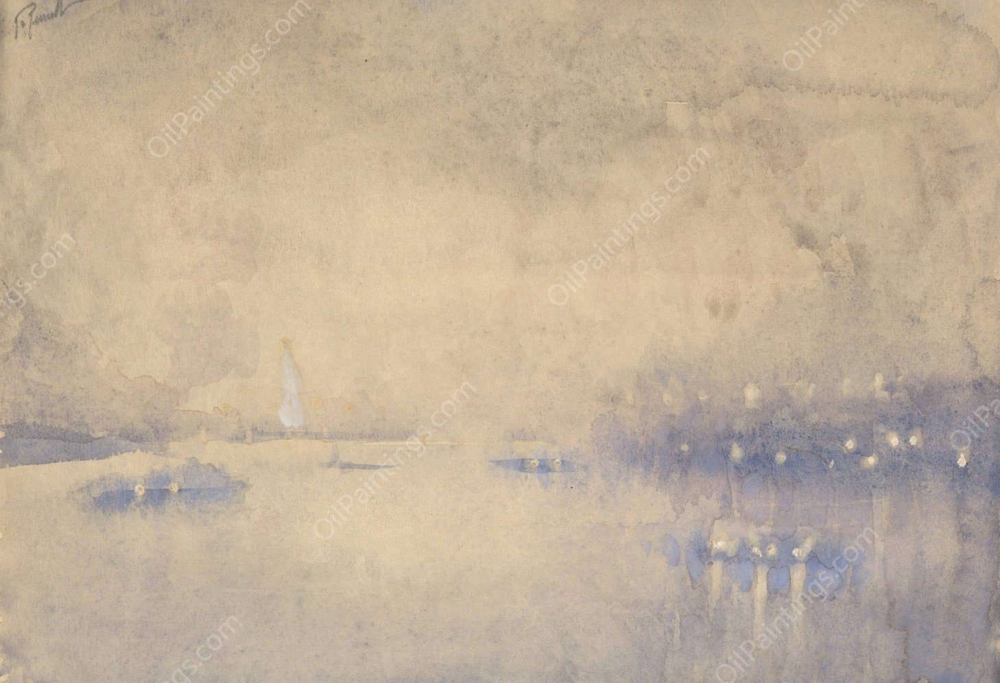 Lighting Up by Joseph Pennell - Hand-Painted Oil Painting Reproduction