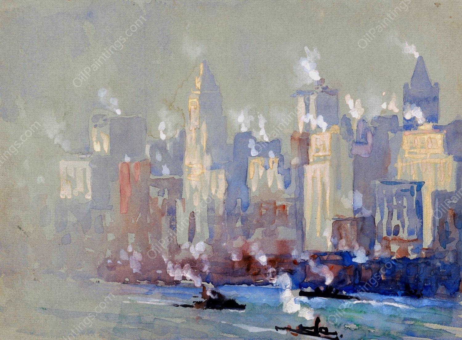 Mist and steam  by Joseph Pennell - Hand-Painted Oil Painting Reproduction