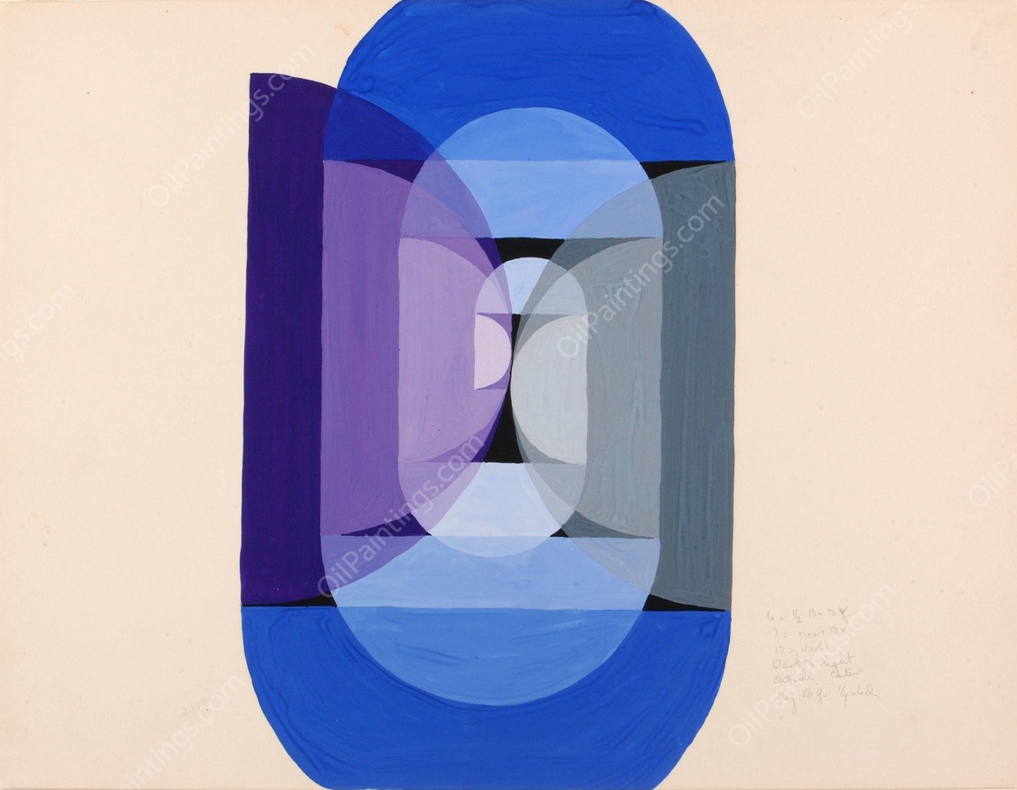 Blue Gray Violet Wheel  by Joseph Schillinger - Hand-Painted Oil Painting Reproduction