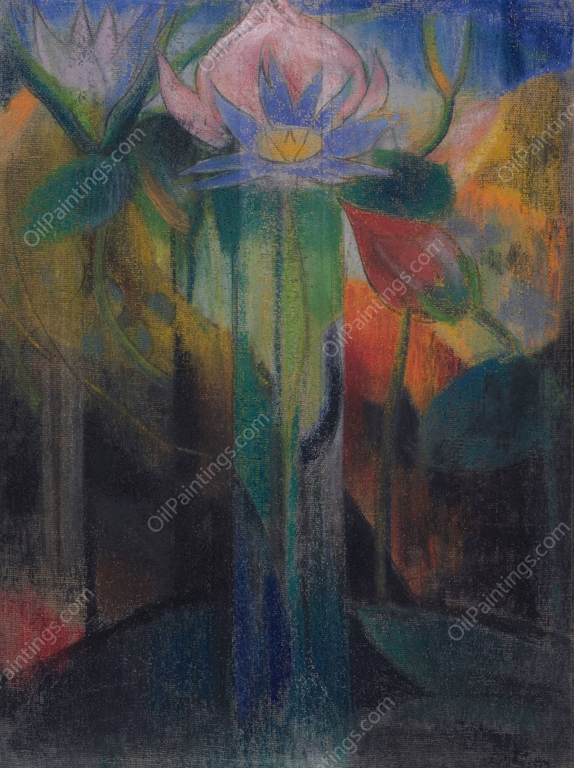 Jungle Foliage  by Joseph Stella - Hand-Painted Oil Painting Reproduction