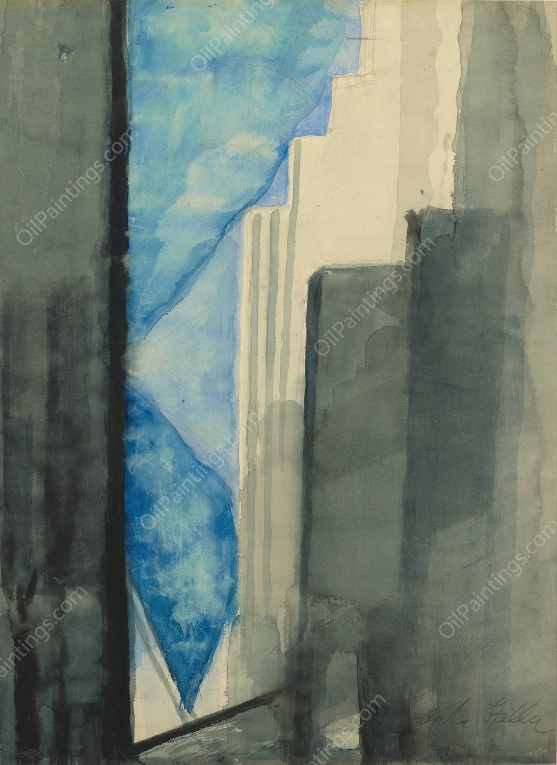 Skyscrapers  by Joseph Stella - Hand-Painted Oil Painting Reproduction