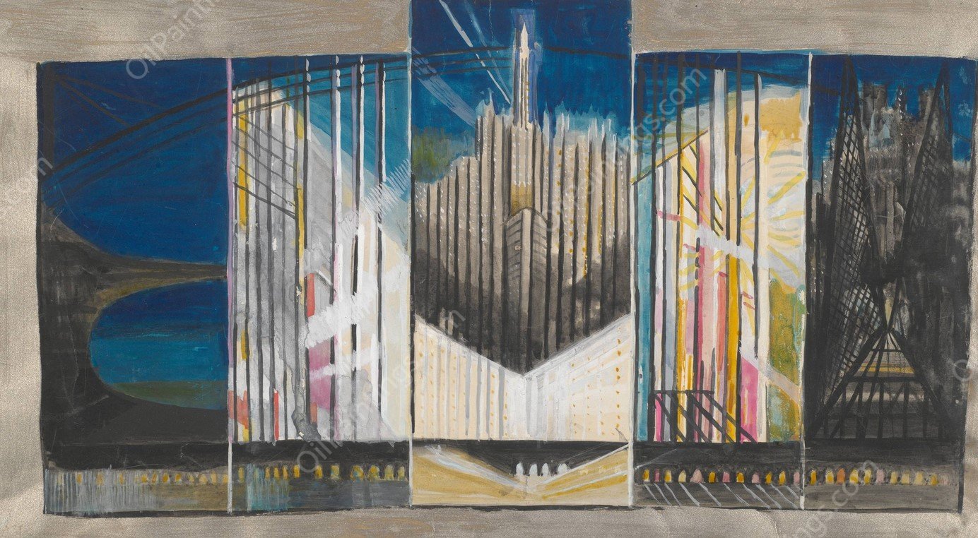 Study for New York Interpreted  by Joseph Stella - Hand-Painted Oil Painting Reproduction