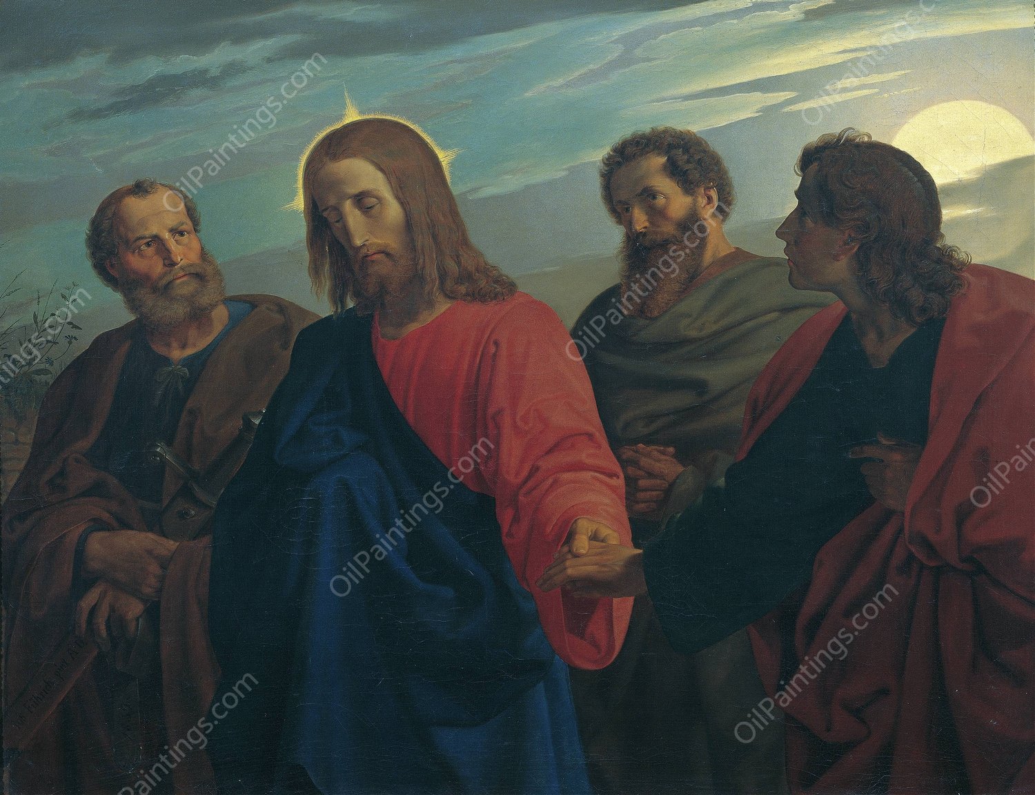 Christ's Farewell to His Disciples  by Joseph Von Fuhrich - Hand-Painted Oil Painting Reproduction