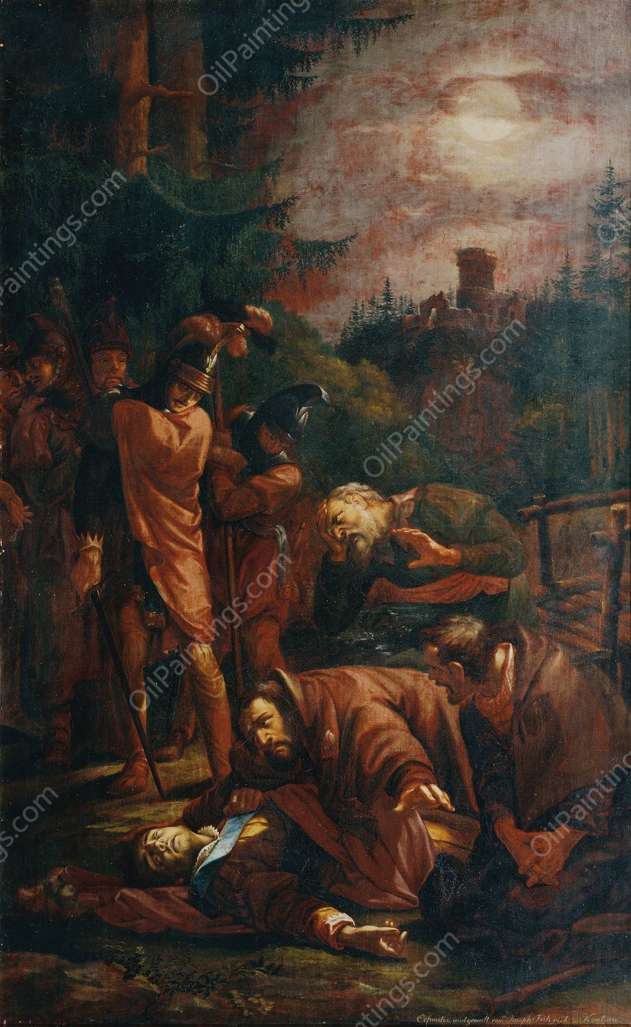Der Tod des Pfalzgrafen Otto von Bayern  by Joseph Von Fuhrich - Hand-Painted Oil Painting Reproduction