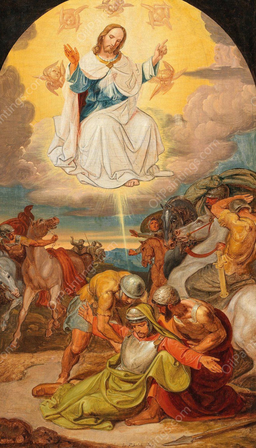 The Conversion of Paul the Apostle by Joseph Von Fuhrich - Hand-Painted Oil Painting Reproduction