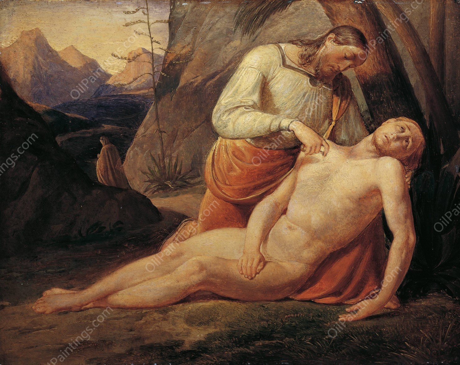 The Good Samaritan  by Joseph Von Fuhrich - Hand-Painted Oil Painting Reproduction